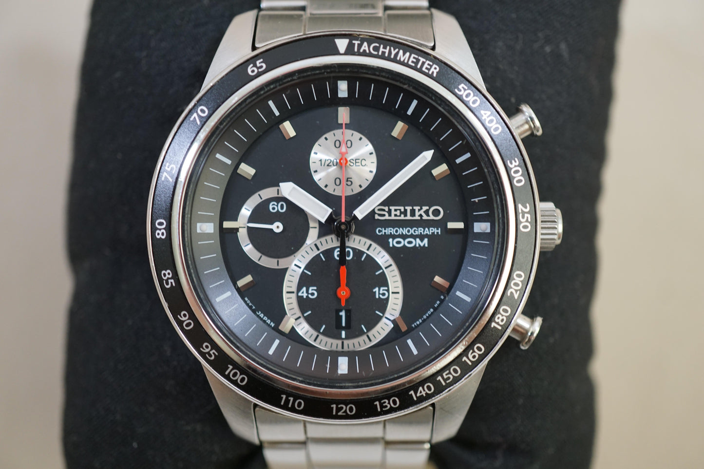 Seiko SNDD85 7T92 1/20 Chronograph Alarm Black Dial Quartz