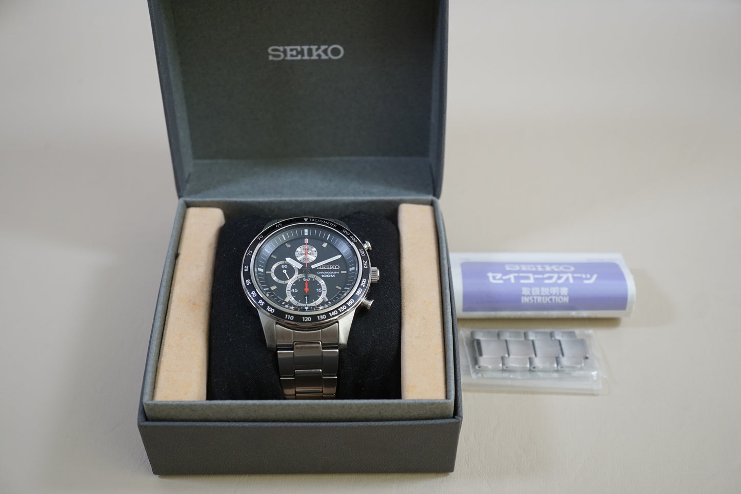 Seiko SNDD85 7T92 1/20 Chronograph Alarm Black Dial Quartz
